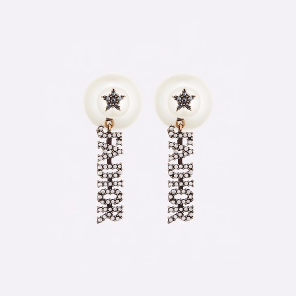 CHRISTIAN DIOR TRIBALES PEARL J'ADIOR CHARM EARRINGS $530 - Picture 2 of 7